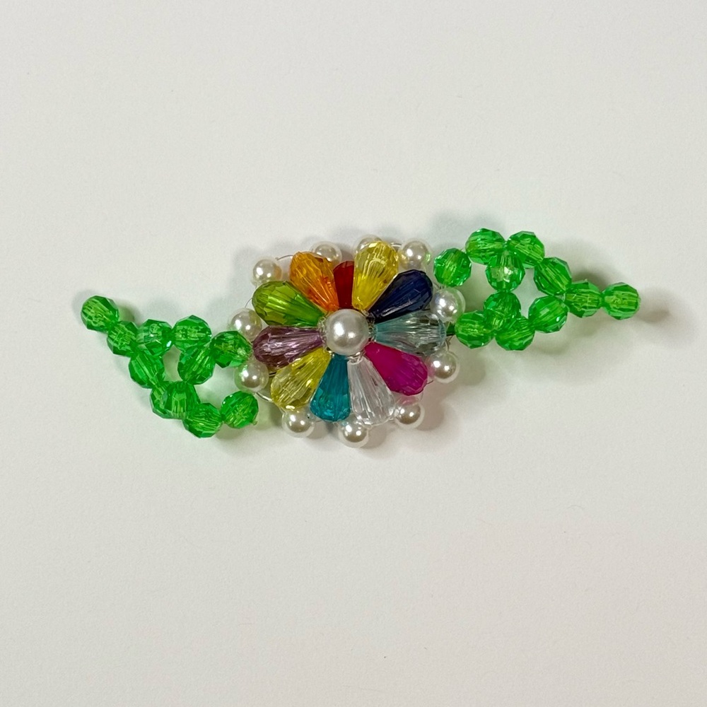 🌈✨ Susan Alexandra Beaded Rainbow Flower Barrette ✨🌈
